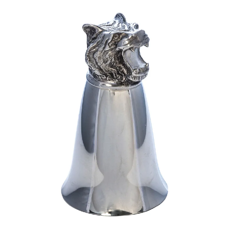 Pewter Tiger Stirrup Cup Jigger 2.5oz