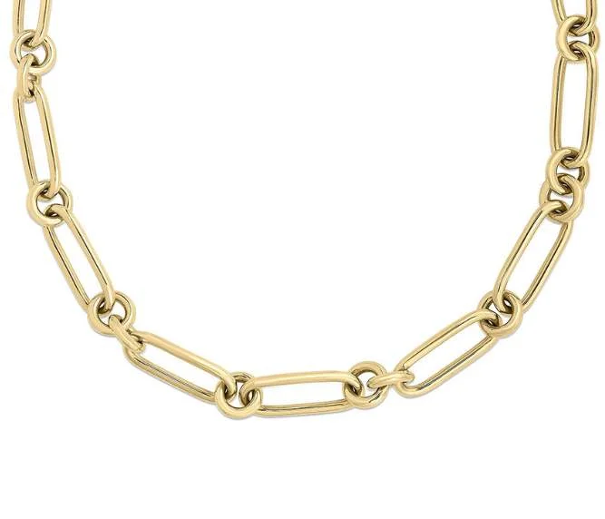 ROBERTO COIN YELLOW GOLD ALTERNATING RECTANGLE AND ROUND LINK CHAIN