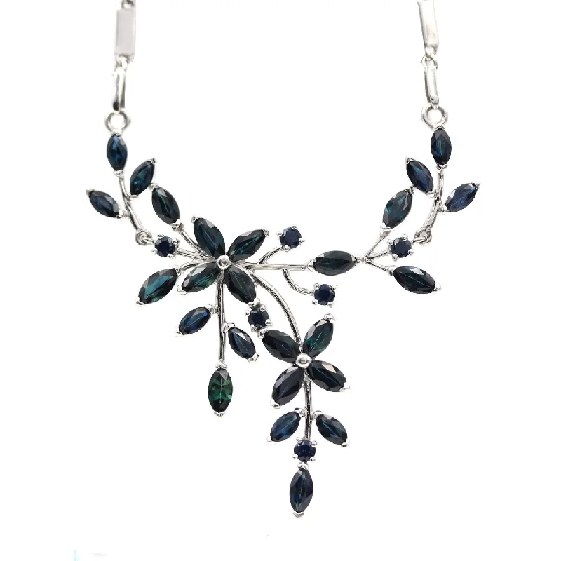 Sapphire Flower Fashion Necklace