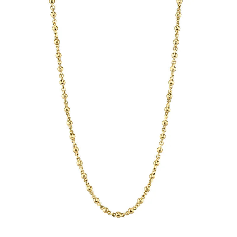 Single Stone 18K Yellow Gold Rosary Chain Necklace