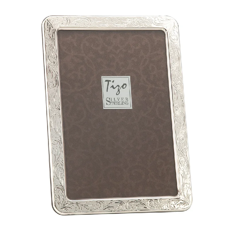 Sterling Silver Rounded Engraved Picture Frame 4x6