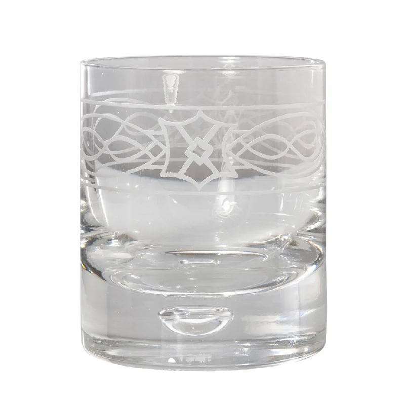 Thomas Elfe Etched Crystal Rocks Glass