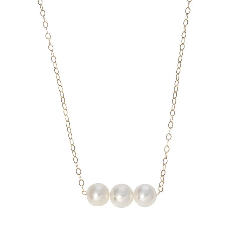 Three Pearl 14K Gold Start Her Necklace