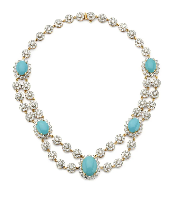 TURQUOISE AND DIAMOND NECKLACE