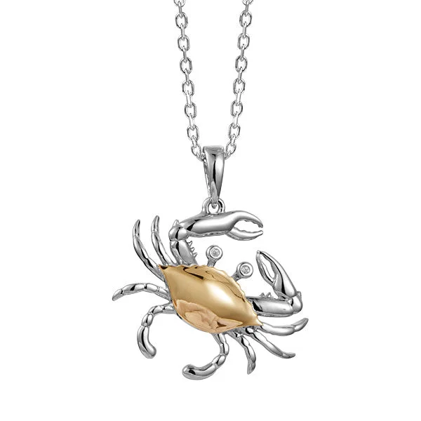 Two Tone Large Blue Crab Necklace