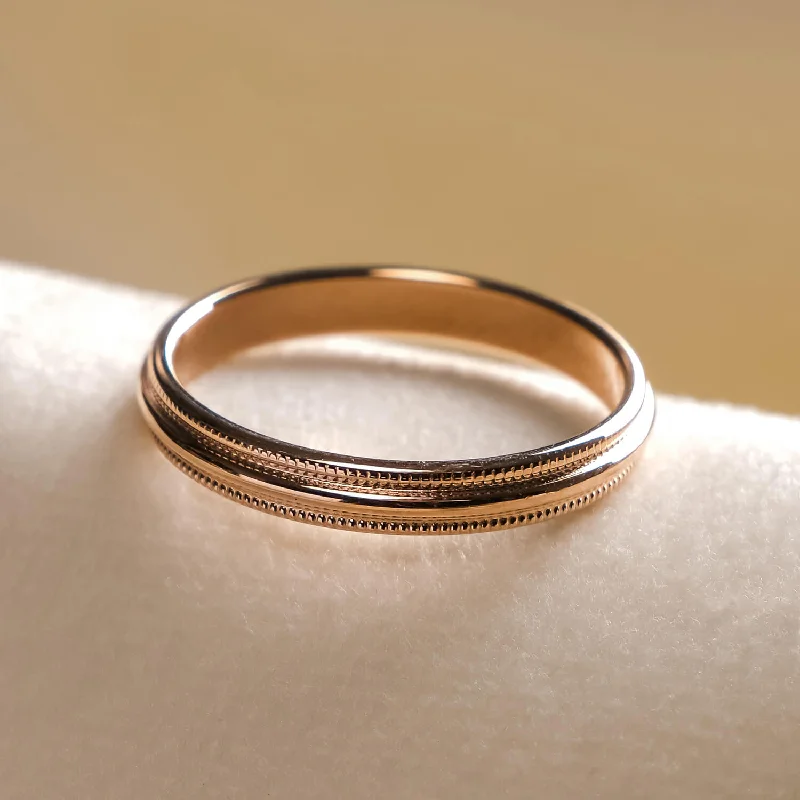 Vault #13 - 3mm Milgrain 1k Rose Gold Band