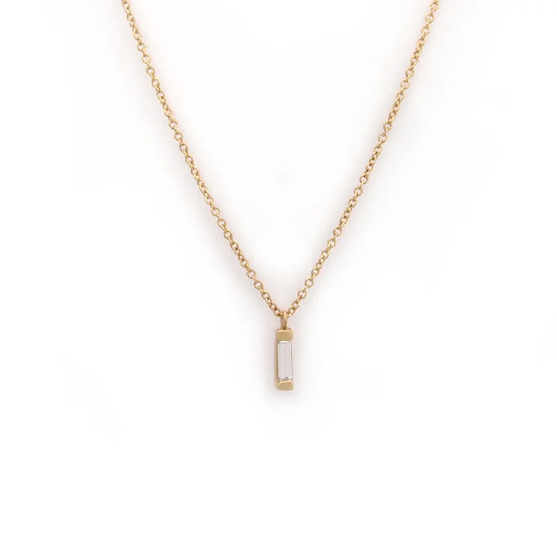 vertical baguette diamond necklace