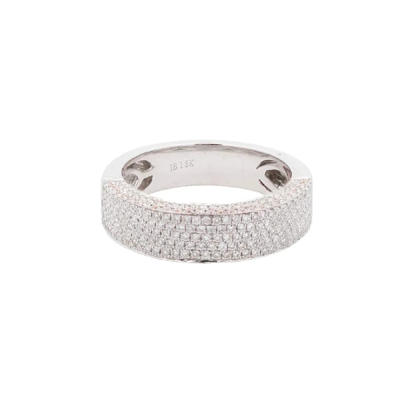 White Gold 9 Row Round Diamond Pave Band