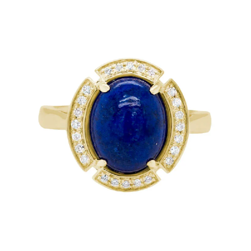 14k Gold Cabochon Lapis Ring