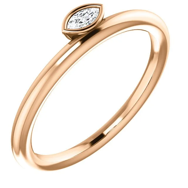 14KT GOLD .07 CTW DIAMOND ASYMMETRICAL STACKABLE RING