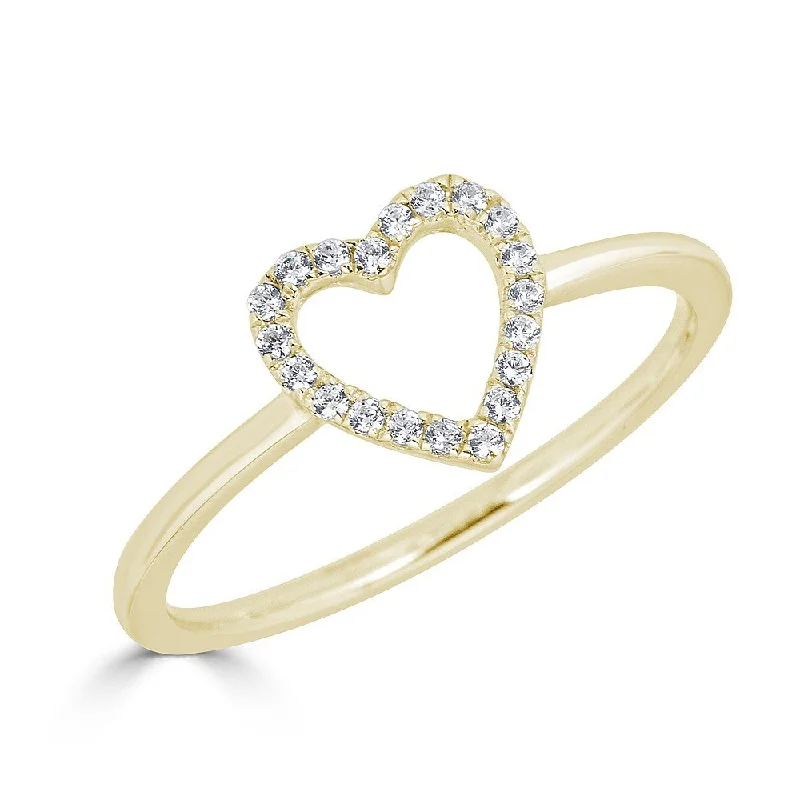 EMILIQUE 14KT GOLD 1/10 CTW DIAMOND OPEN HEART RING