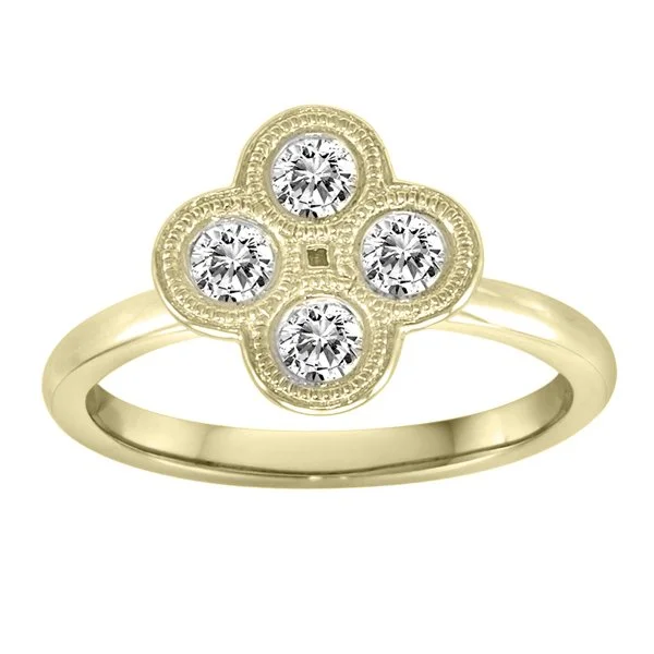 14KT Gold 1/6 CTW Diamond Bezel-Set Clover Ring