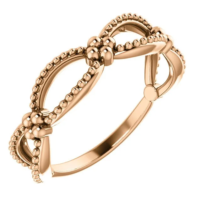 14KT GOLD BEADED STACKABLE TWIST RING