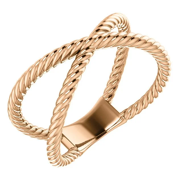 14KT Gold Rope Criss-Cross Ring