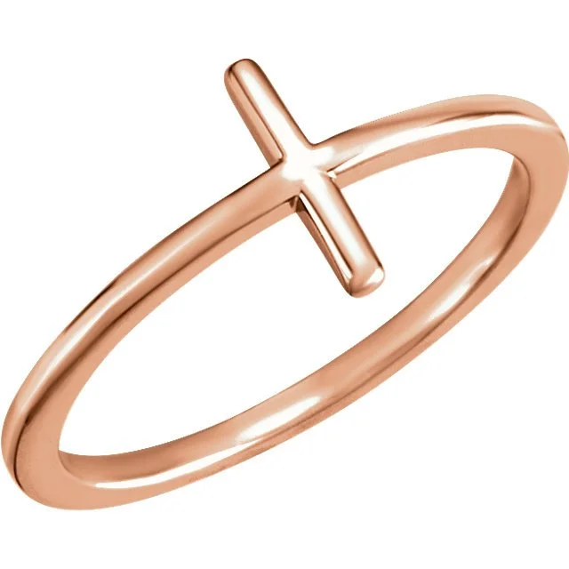 14KT Gold Sideways Cross Ring