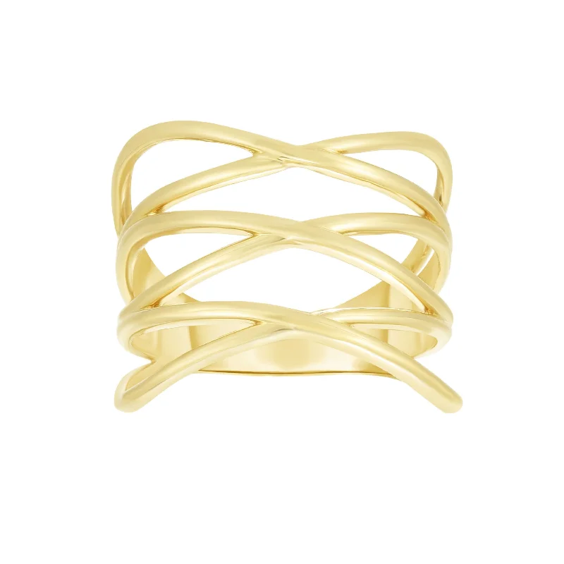 14kt Gold Size-7 Yellow Finish Crossover Ring