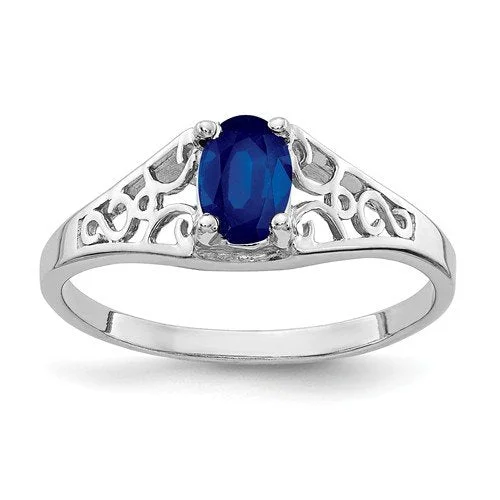 14KT WHITE GOLD 0.65 CTW OVAL SAPPHIRE RING