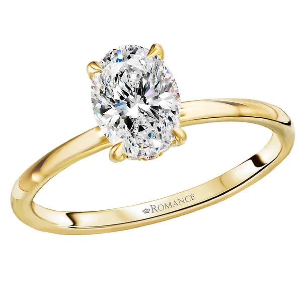 14KT YELLOW GOLD 0.06CT HALO OVAL DIAMOND RING SETTING