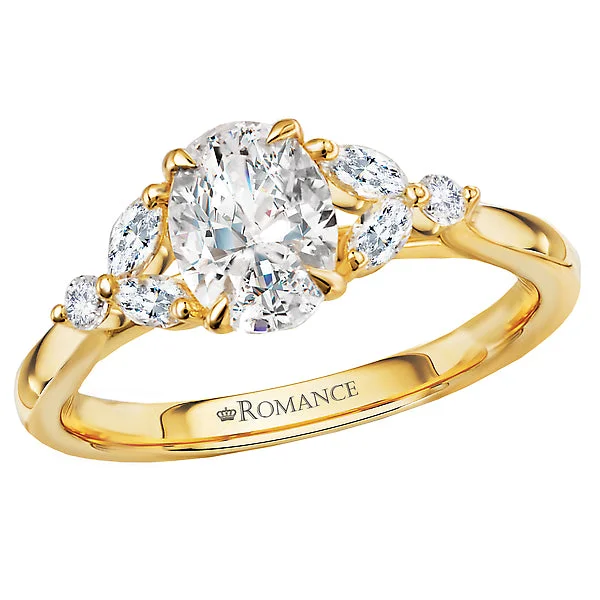 14KT YELLOW GOLD 1/5CTW DIAMOND OVAL RING SETTING