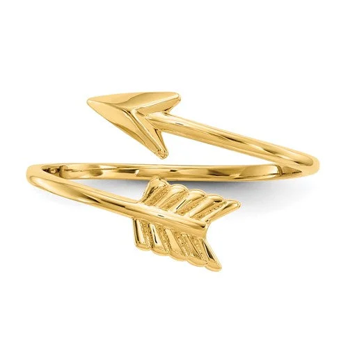 14KT YELLOW GOLD ARROW BYPASS RING