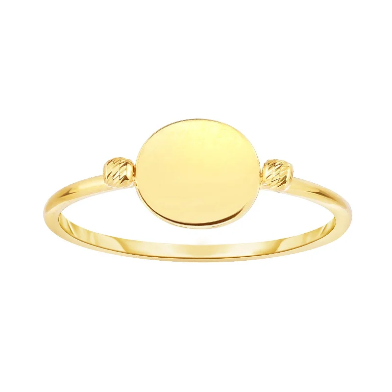 14kt Yellow Gold Shiny Flat Bead Ring