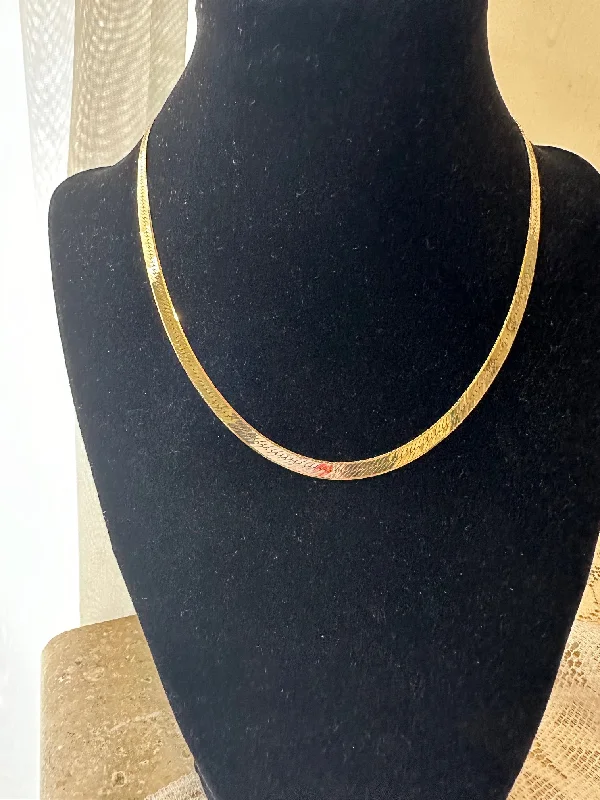 16" 14K Yellow Gold Herringbone Chain