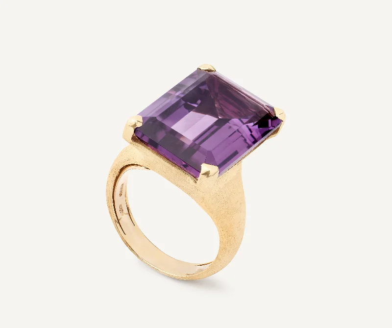 18K Yellow Gold Amethyst Cocktail Ring