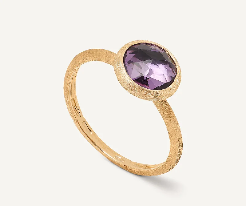 18K Yellow Gold Amethyst Stackable Ring