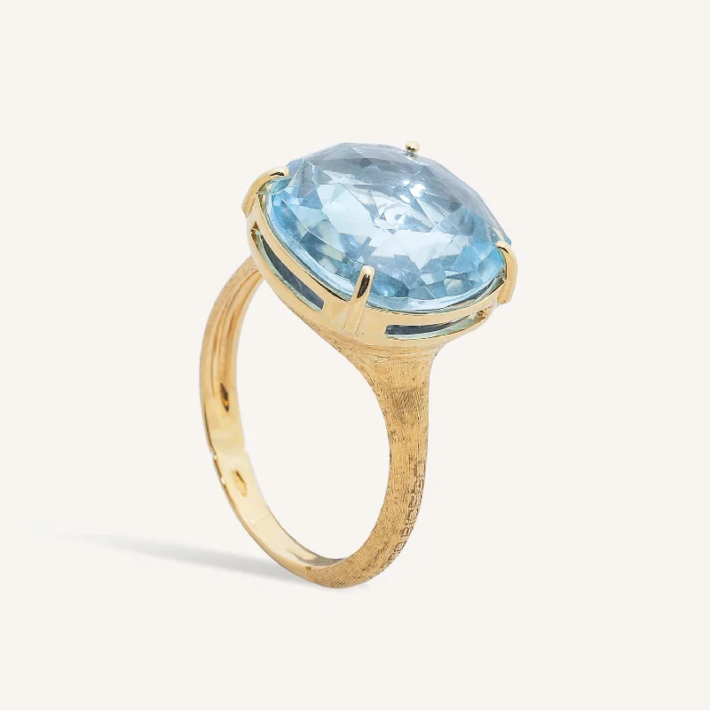 18K Yellow Gold and Blue Topaz Cocktail Ring