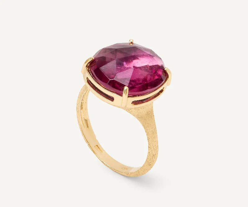 18K Yellow Gold and Pink Tourmaline Cocktail Ring