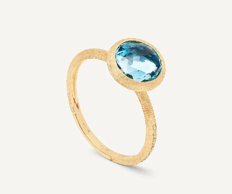 18K Yellow Gold Blue Topaz Stackable Ring