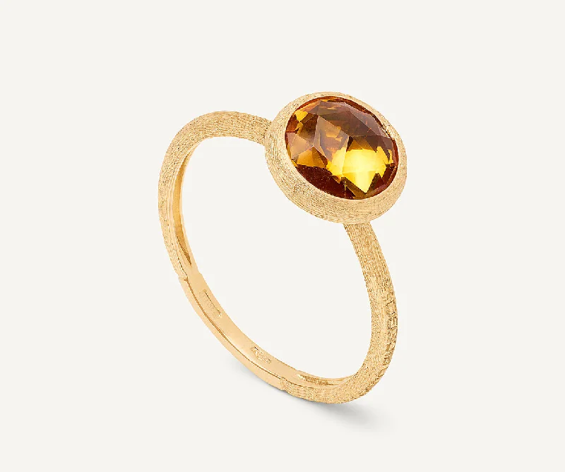 18K Yellow Gold Citrine Stackable Ring