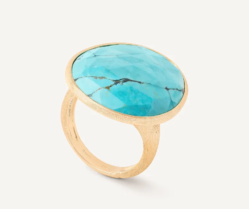 18K Yellow Gold Cocktail Ring With Turquoise