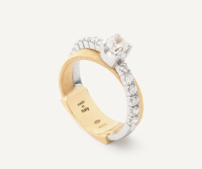 18K Yellow Gold Double-Band Ring With .5 CT Diamond