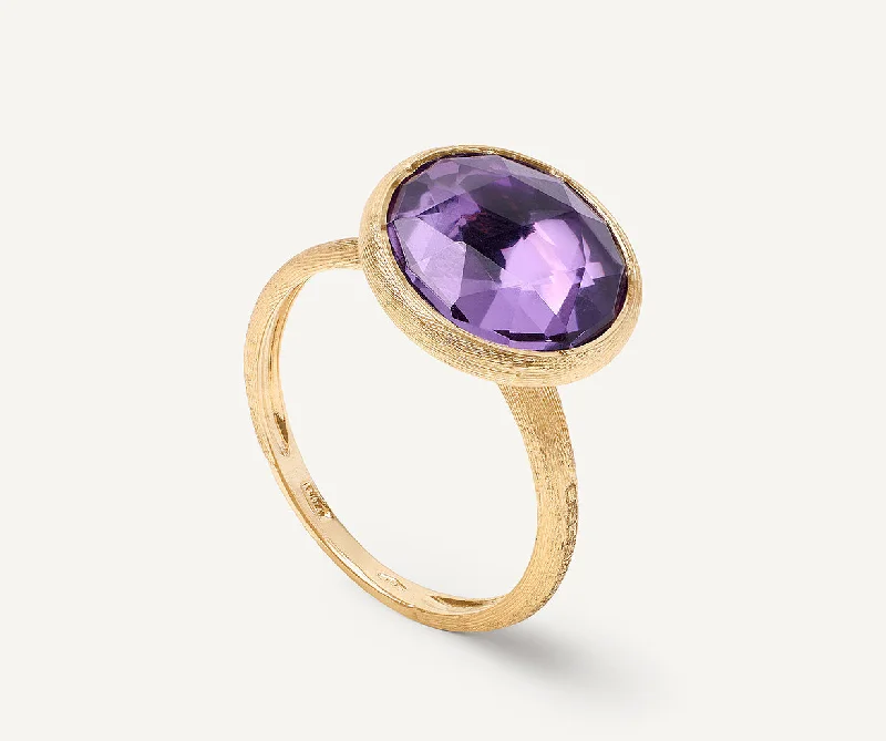 18K Yellow Gold Medium Amethyst Ring