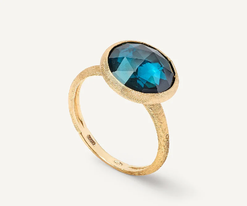 18K Yellow Gold Medium London Blue Topaz Ring