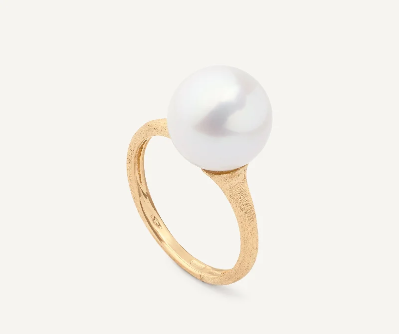 18K Yellow Gold Pearl Ring