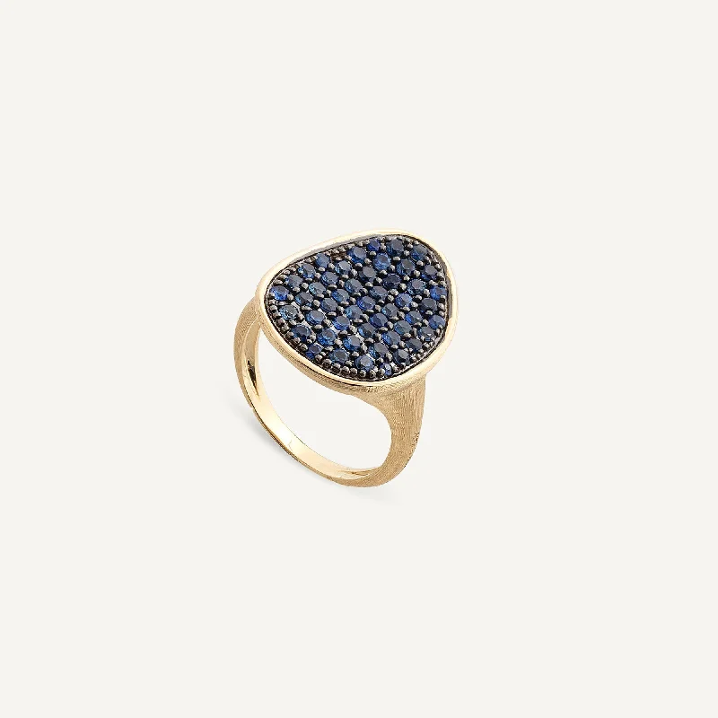 18K Yellow Gold Sapphire Pavé Cocktail Ring