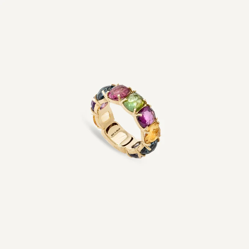 18K Yellow Gold Statement Small Gemstone Ring