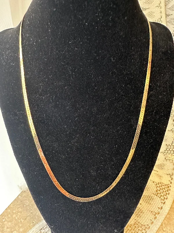 20" 14K Yellow Gold Reversible Herringbone Chain