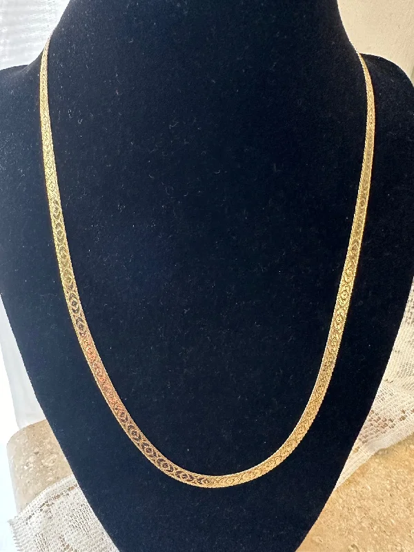 20" 14K Yellow Gold Reversible Patterned Herringbone Chain