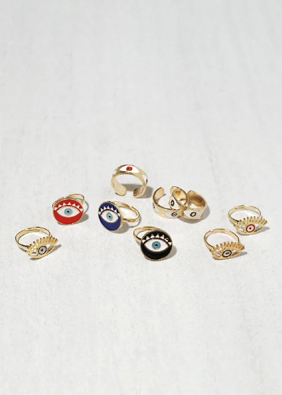 3 Piece Evil Eye Ring Set