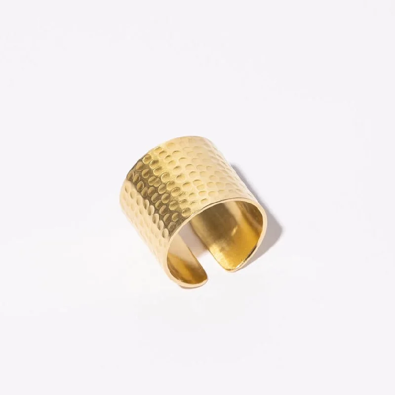 Adjustable Cuff Ring - Hammered Brass