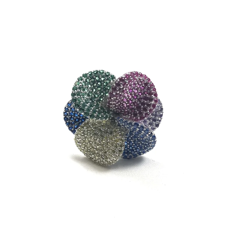 Bright Rainbow Flower Ring