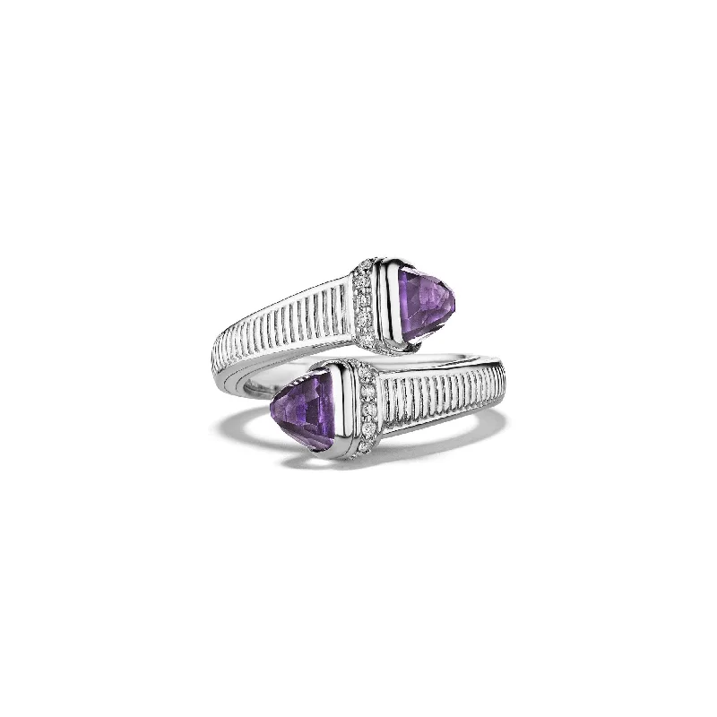 Cassandre Bypass Ring with Amethyst and Diamonds