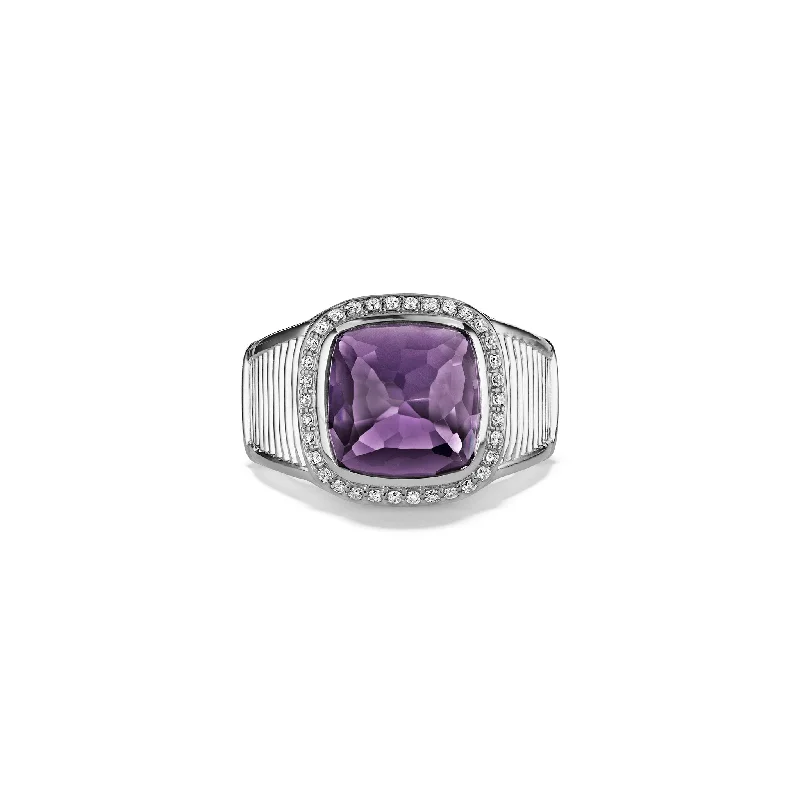 Cassandre Ring with Amethyst and Cultured Diamonds