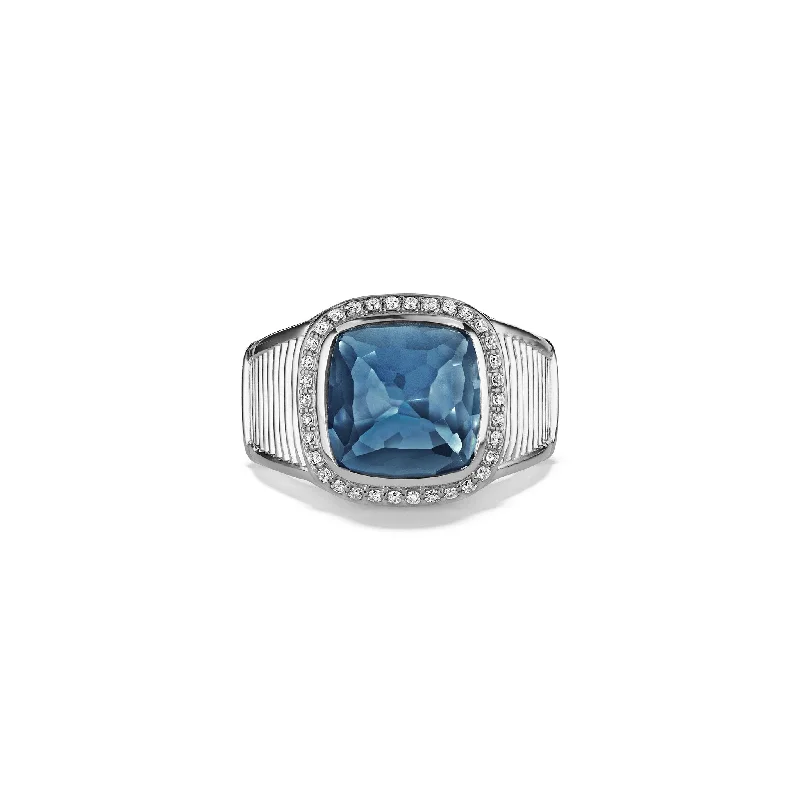 Cassandre Ring with London Blue Topaz and Diamonds