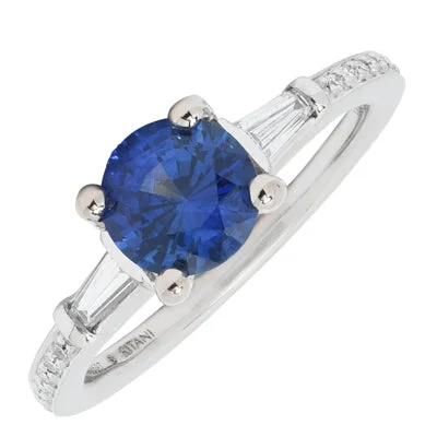 Ceylon Sapphire Ring in 14Kt White Gold with Diamonds (1/7ct tw)