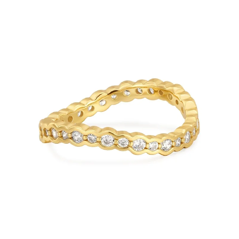 Cz Wavy Ring Eternity Band