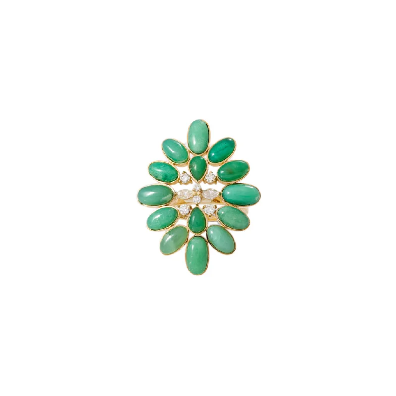 DIAMOND + CHRYSOPRASE BLOSSOM RING